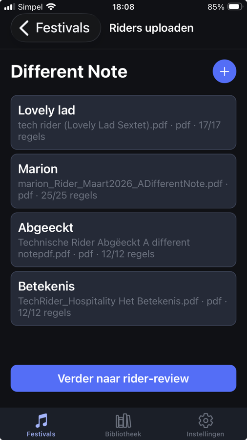 Per band een rider uploaden